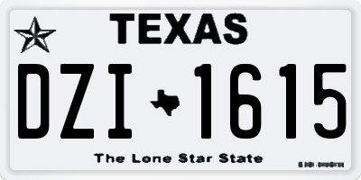 TX license plate DZI1615