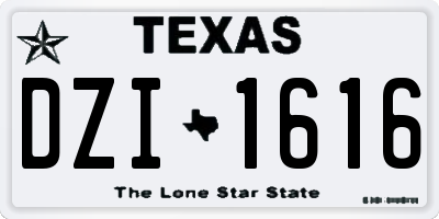 TX license plate DZI1616
