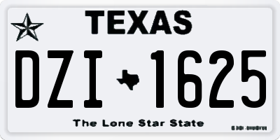 TX license plate DZI1625