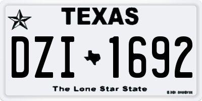 TX license plate DZI1692