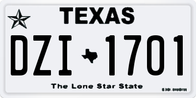 TX license plate DZI1701