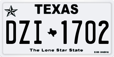 TX license plate DZI1702