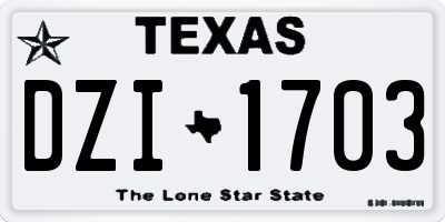 TX license plate DZI1703