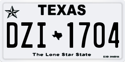 TX license plate DZI1704