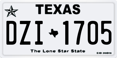 TX license plate DZI1705