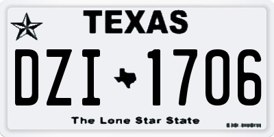 TX license plate DZI1706