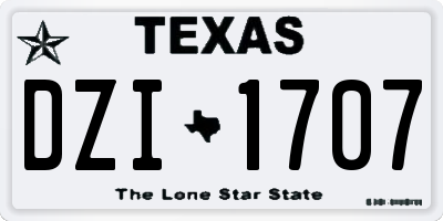 TX license plate DZI1707