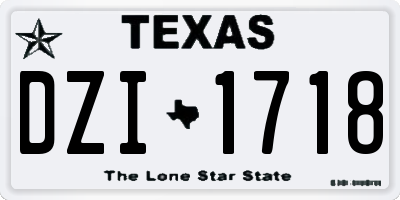 TX license plate DZI1718