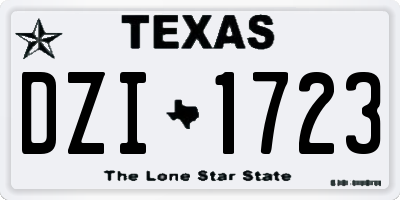 TX license plate DZI1723