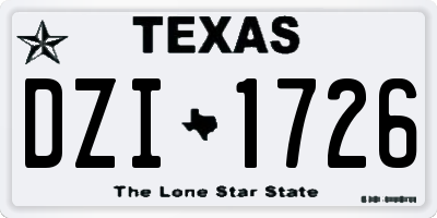TX license plate DZI1726
