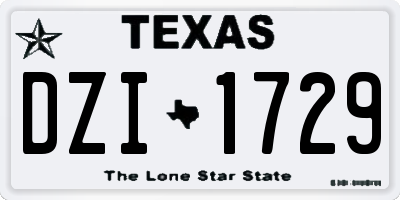 TX license plate DZI1729