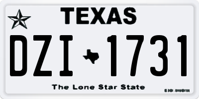 TX license plate DZI1731