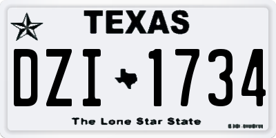 TX license plate DZI1734