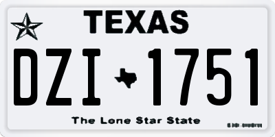 TX license plate DZI1751