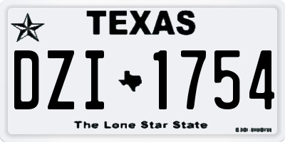 TX license plate DZI1754