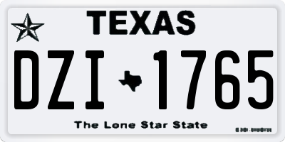 TX license plate DZI1765