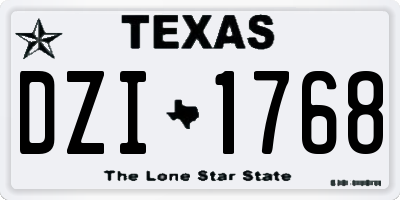 TX license plate DZI1768