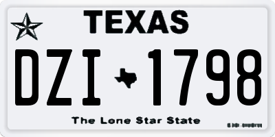 TX license plate DZI1798