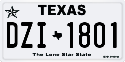 TX license plate DZI1801