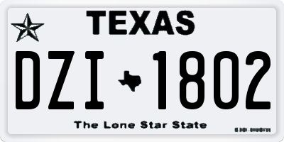 TX license plate DZI1802