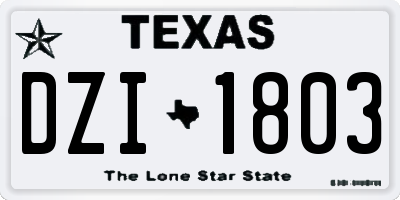 TX license plate DZI1803