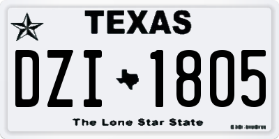 TX license plate DZI1805