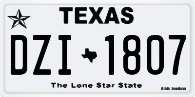 TX license plate DZI1807