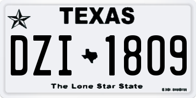 TX license plate DZI1809