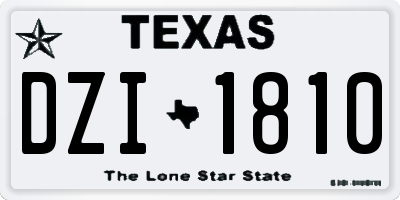 TX license plate DZI1810