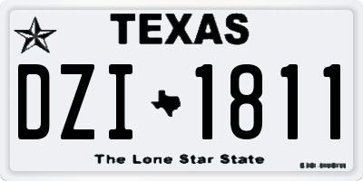 TX license plate DZI1811