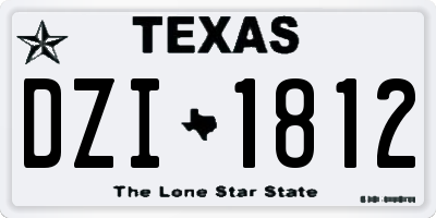 TX license plate DZI1812
