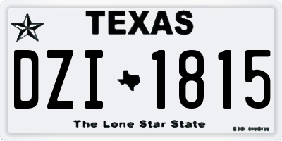 TX license plate DZI1815