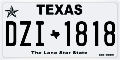TX license plate DZI1818