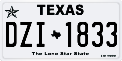 TX license plate DZI1833