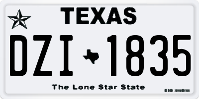TX license plate DZI1835