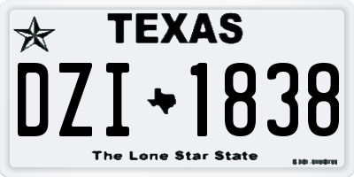 TX license plate DZI1838