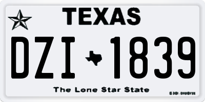 TX license plate DZI1839