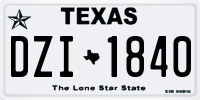 TX license plate DZI1840