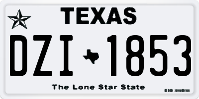 TX license plate DZI1853