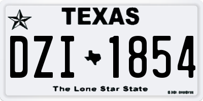 TX license plate DZI1854