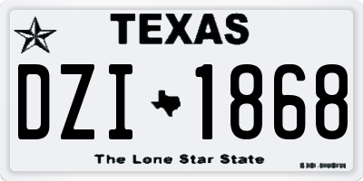 TX license plate DZI1868