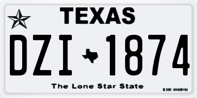 TX license plate DZI1874