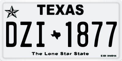 TX license plate DZI1877