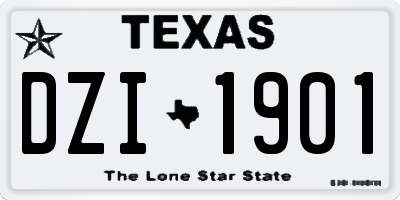 TX license plate DZI1901