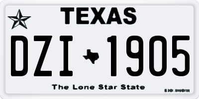 TX license plate DZI1905