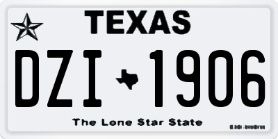 TX license plate DZI1906