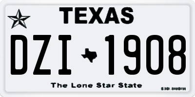 TX license plate DZI1908