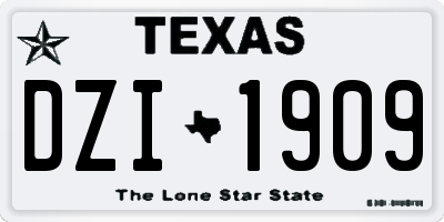 TX license plate DZI1909