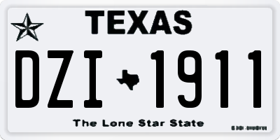 TX license plate DZI1911