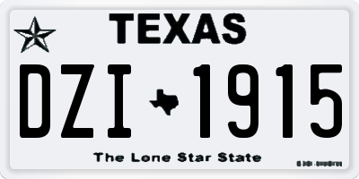 TX license plate DZI1915